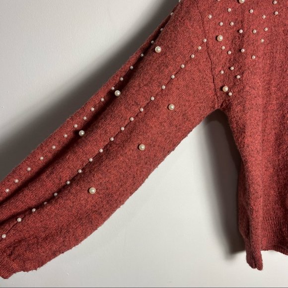 Pink Martini Rust Sweater with Pearl Accents - Picture 4 of 5